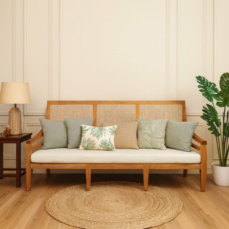 bali breeze solid teak rattan sofa