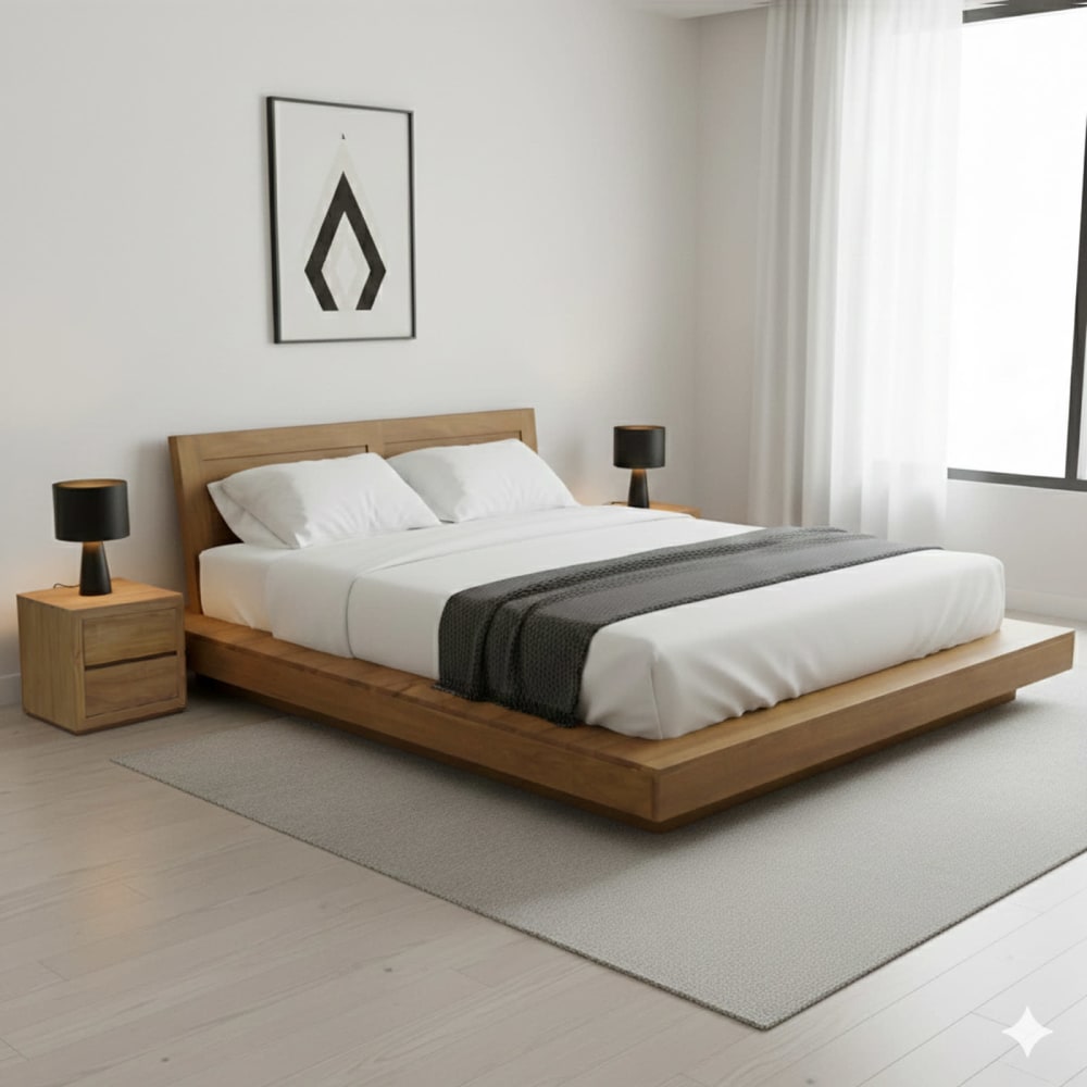 Modern Solid Wood Platform Bed