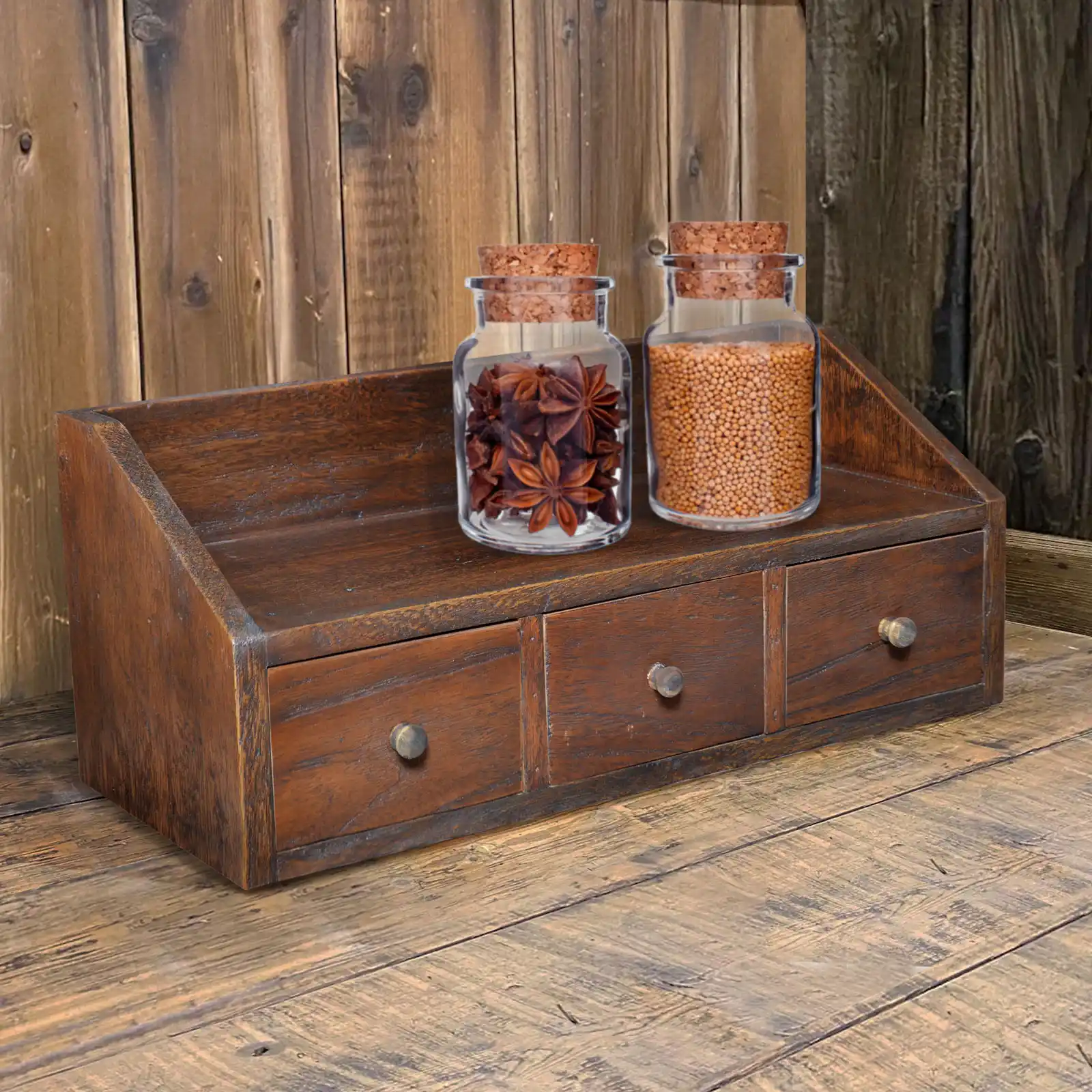 3 Drawers Cabinet  Rustic Light Brown