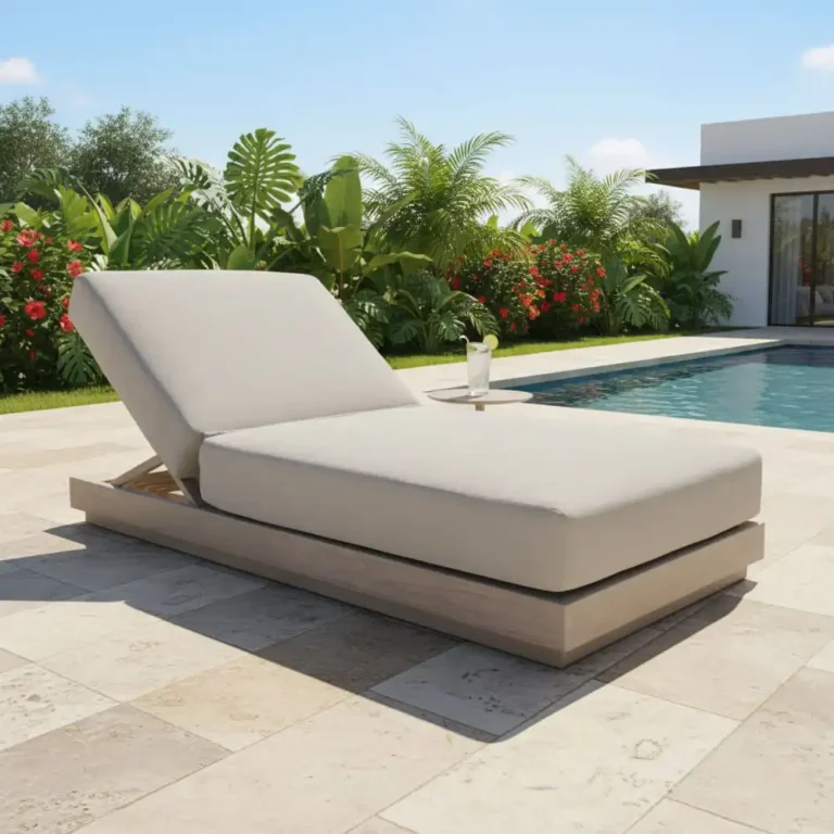 adjustable teak sun lounger