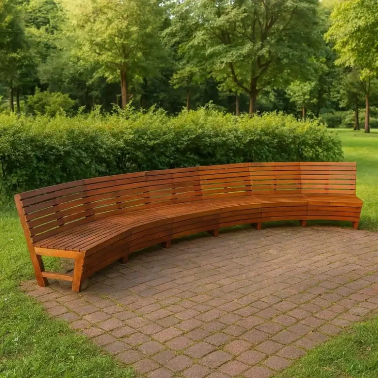 arcadia curve bench solid teak outdoor seating