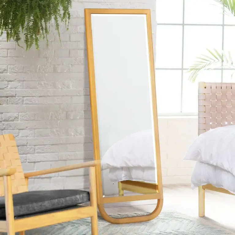 aurea teak standing mirror
