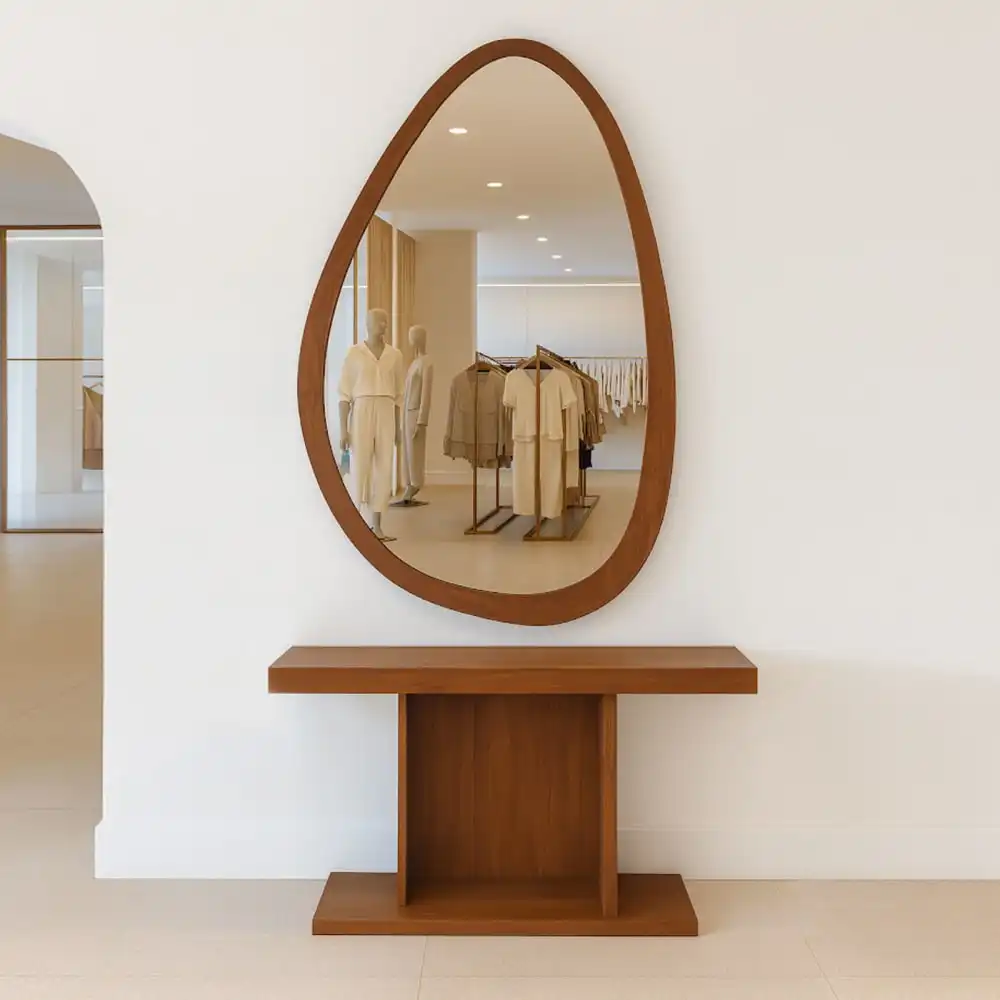 Aurora Teardrop Teak Mirror