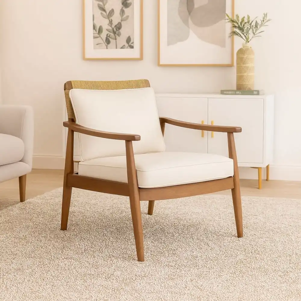 Avara Teak Rattan Lounge Chair