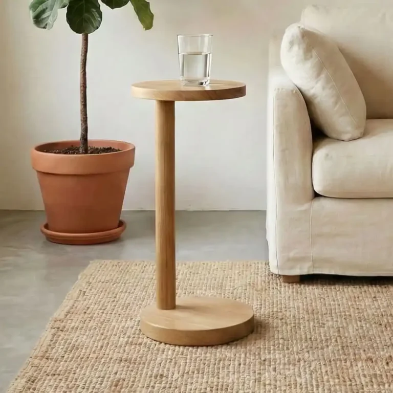 avero teak pedestal side table