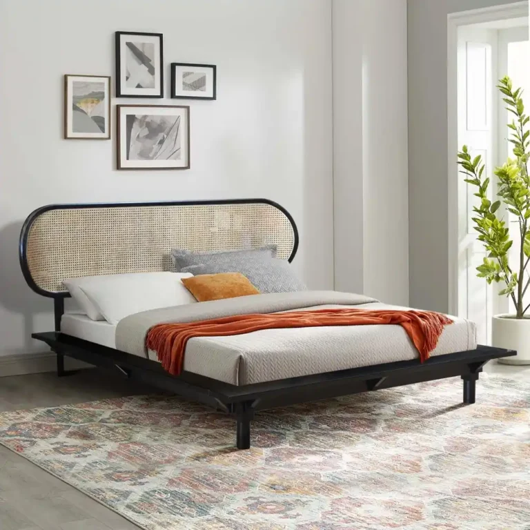 bed neonouveau model b in teak with rattan queen new size