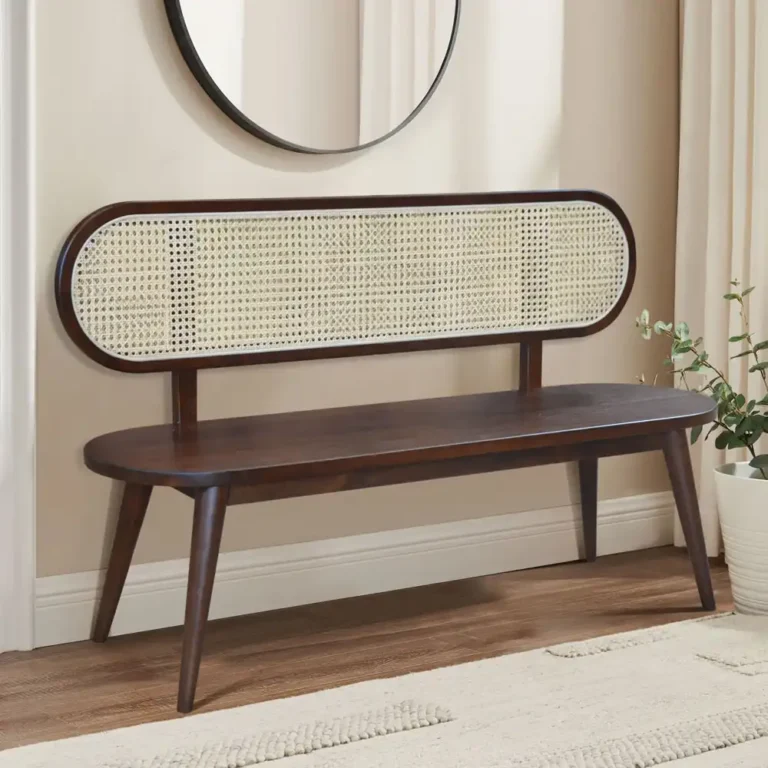 bench in teak with rattan lias rby color