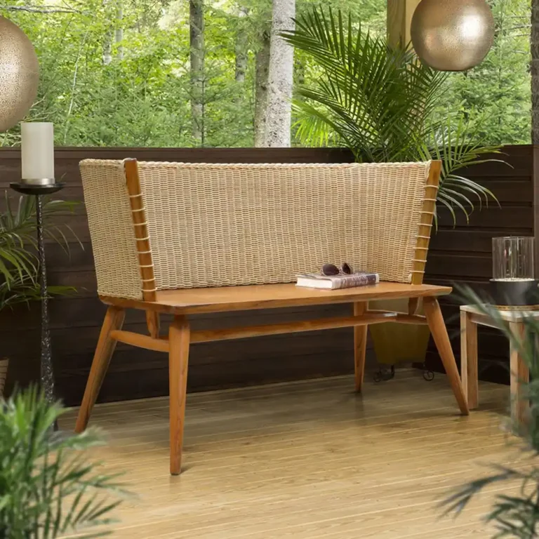 bench with rattan rapat