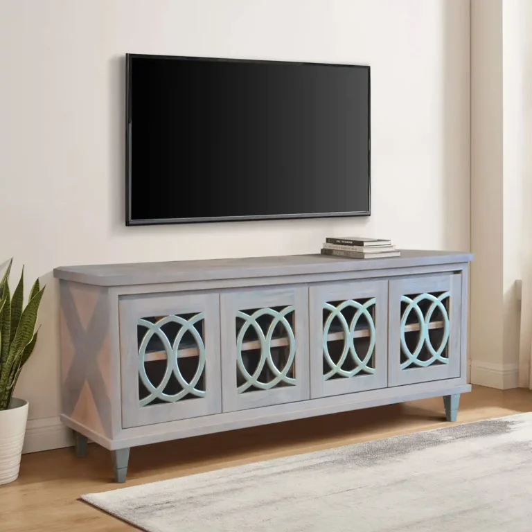 celestia carved circle tv console