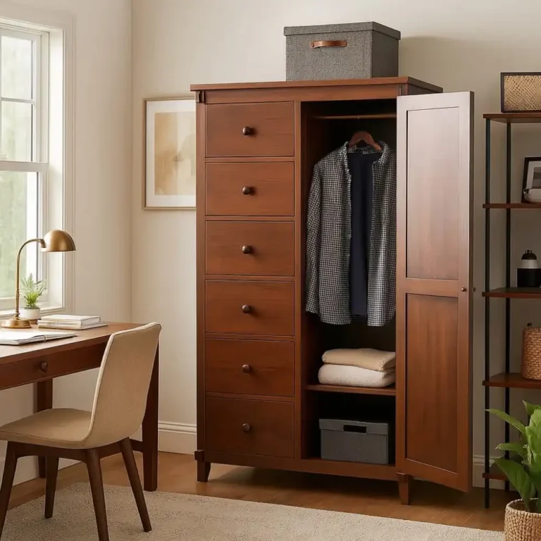 classic mahogany wardrobe with drawers hanging storage