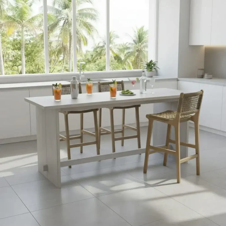 coastal rattan bar table set
