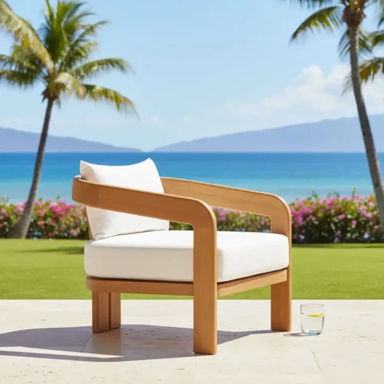 coastal teak outdoor lounge chair