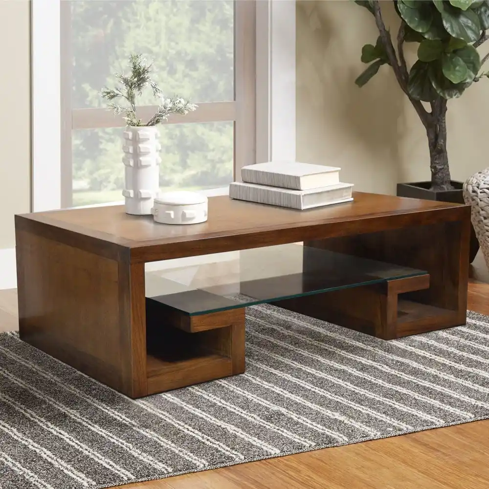 Coffe Table With Shelf In Glass