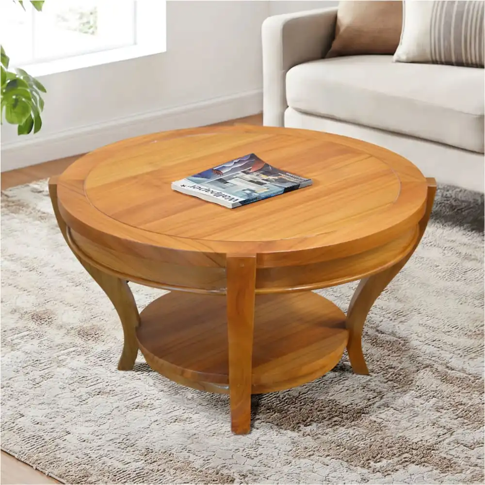Coffee Table Round Sun - Walnut Wax 1 Coffee Table Round Sun – Walnut Wax