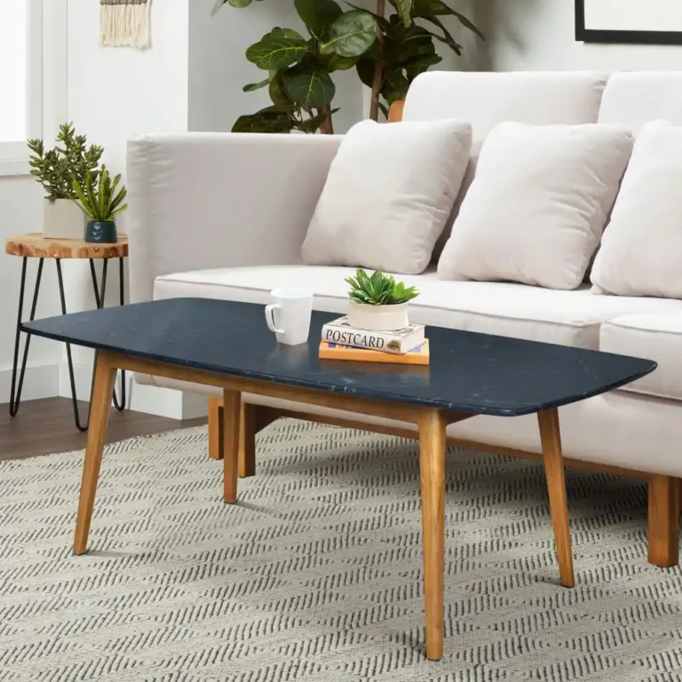 coffee table with white marble top