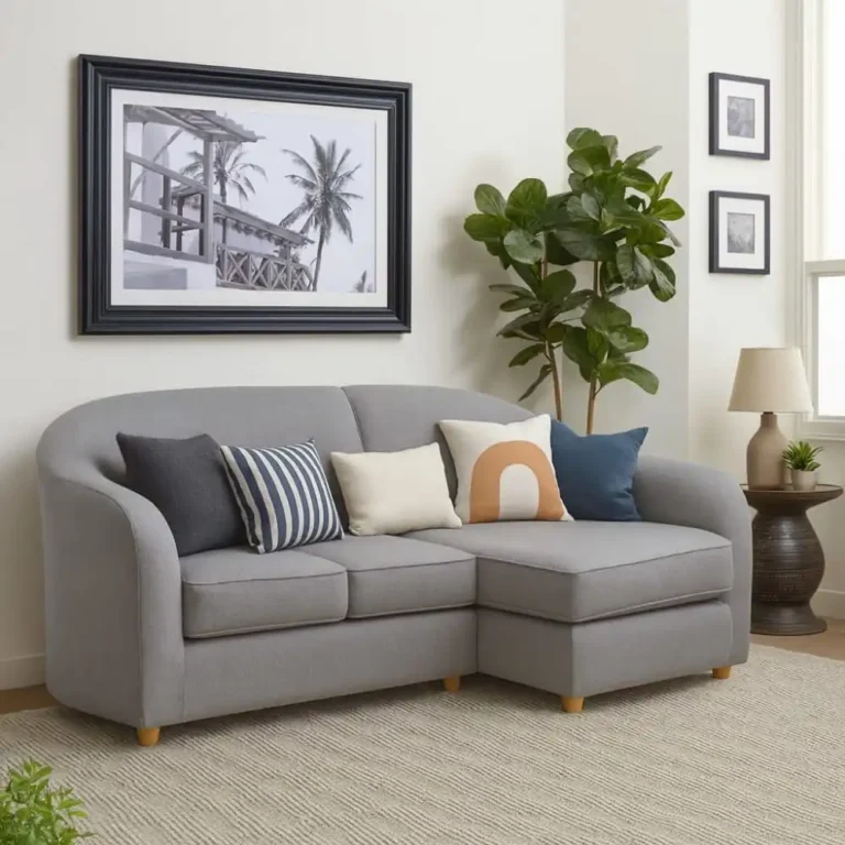 cozy grey fabric chaise sofa