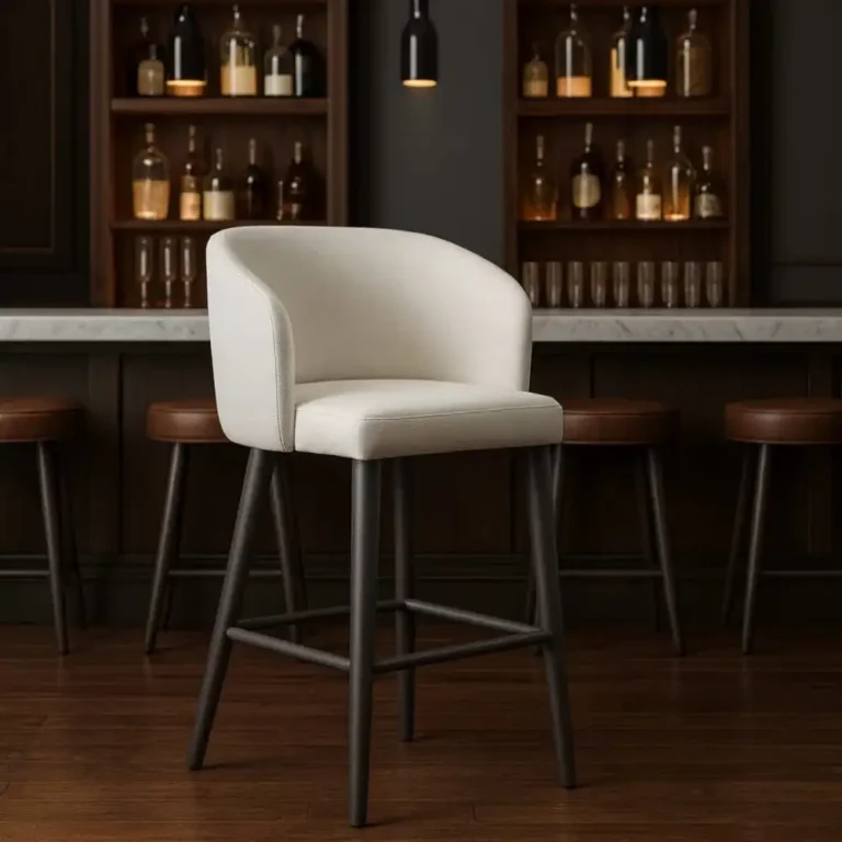curved back barstool solid teak frame
