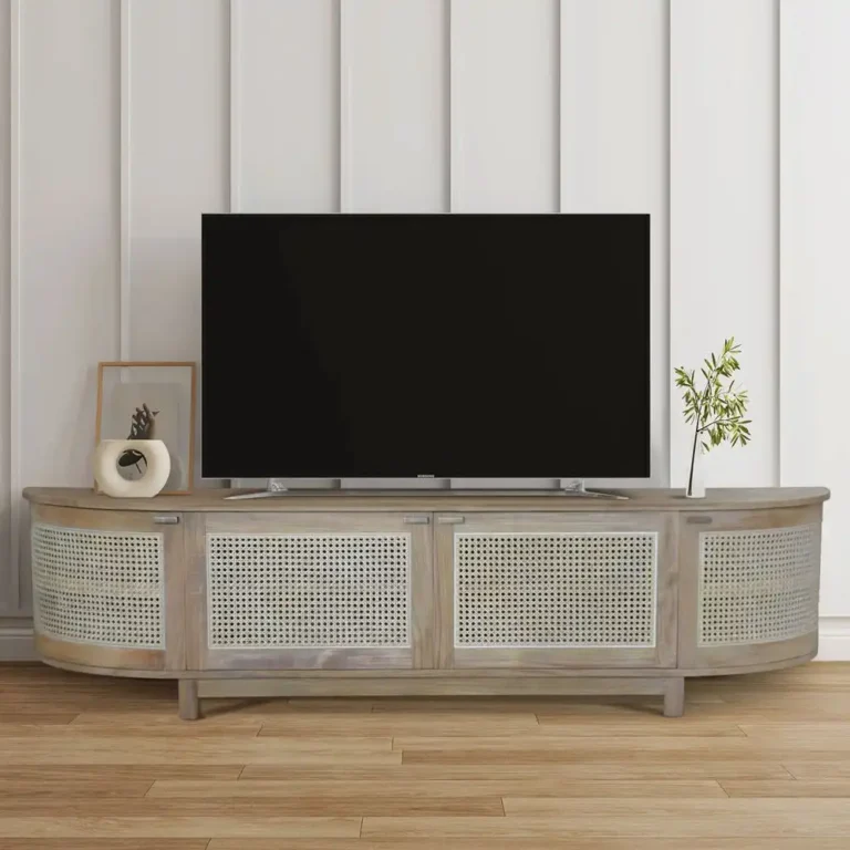 curved rattan panel tv stand