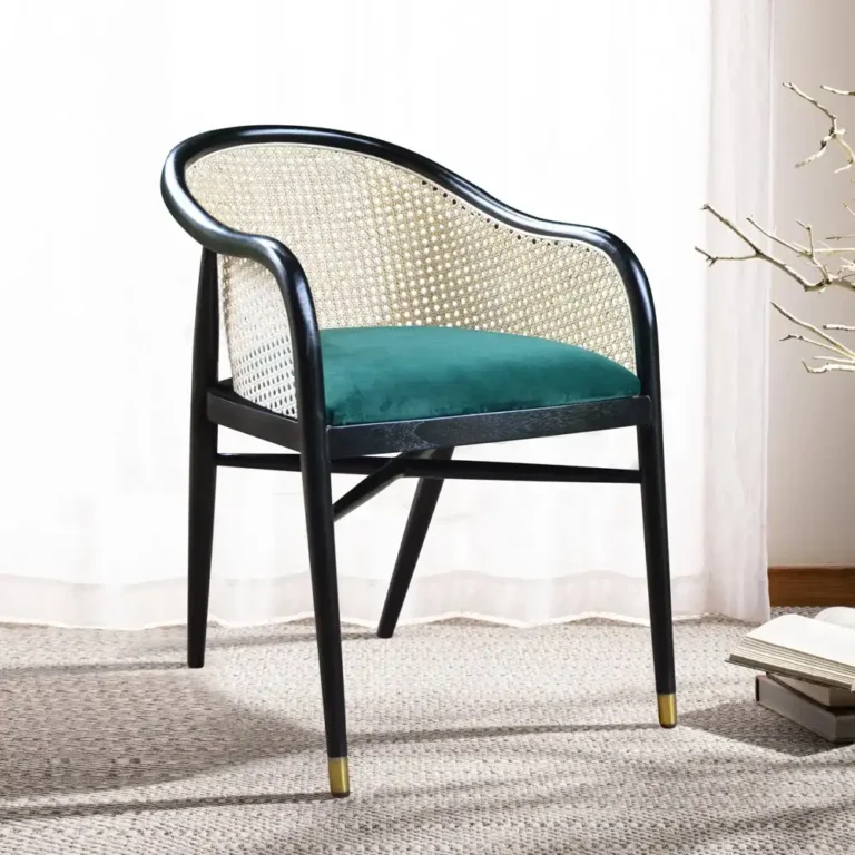 dining chair round back and arm with rattan teak
