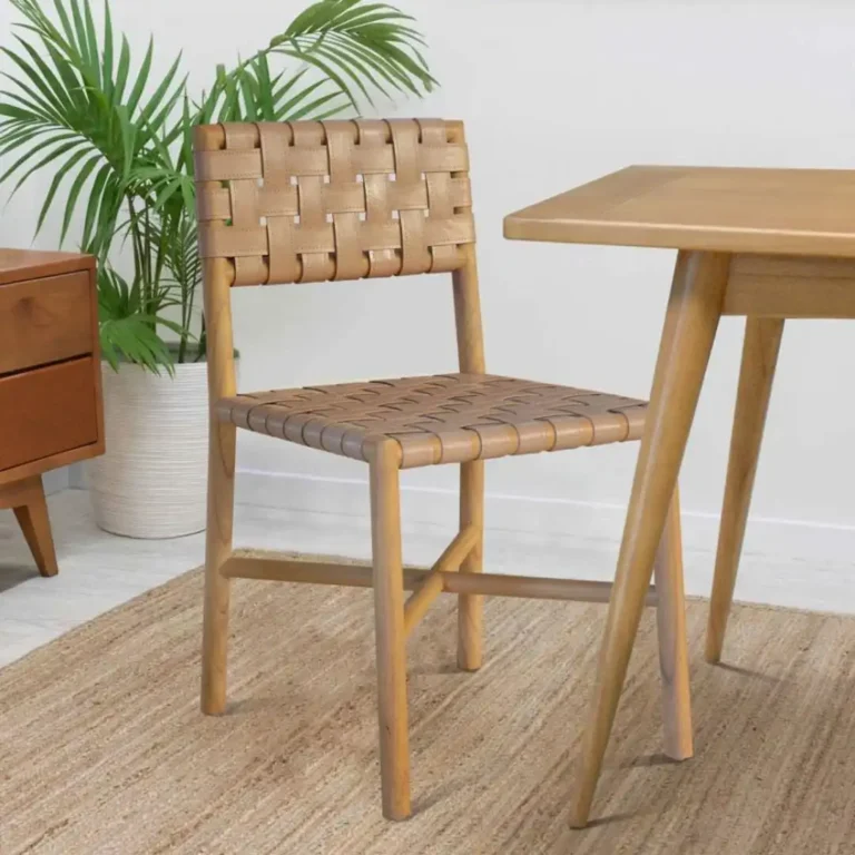 dining chair seed in teak with genuine leather