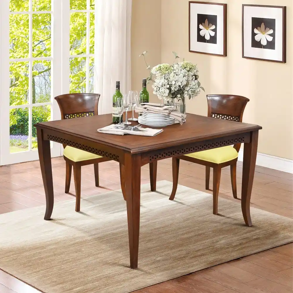 Dining Table Italy Rantai Square Flat Side K/d Legs