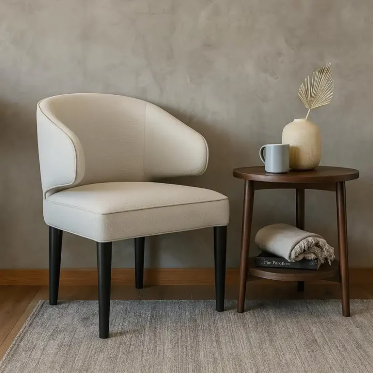 elegant curved upholstered chair