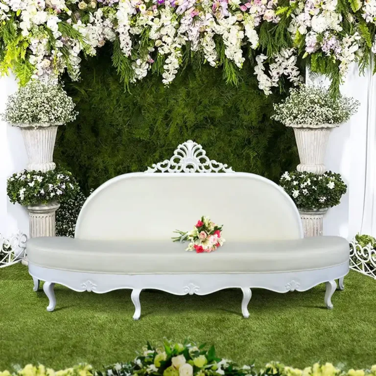 elegant white mahogany wedding sofa