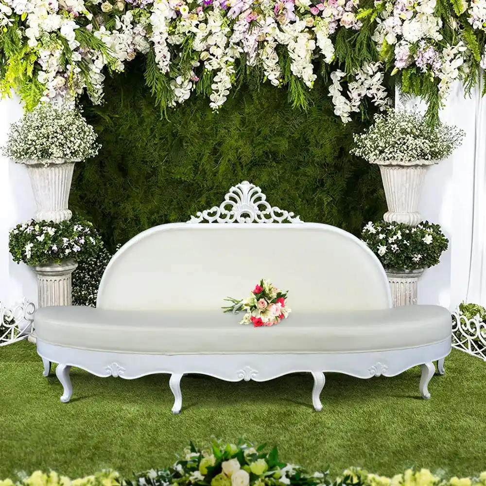 Elegant White Mahogany Wedding Sofa