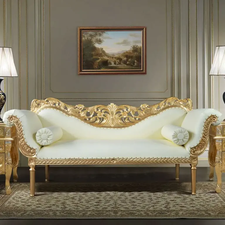 imperial gold leaf mahogany chaise sofa