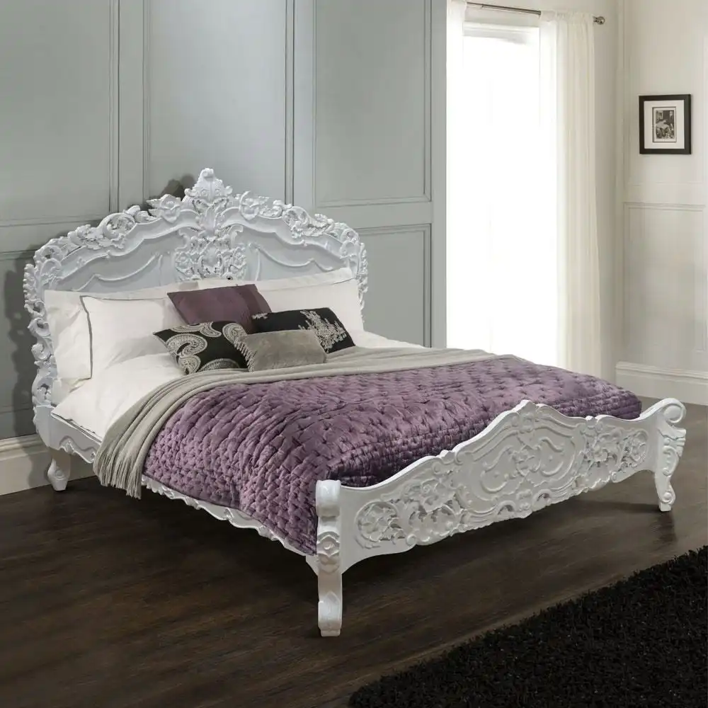 King Rococo Bed White