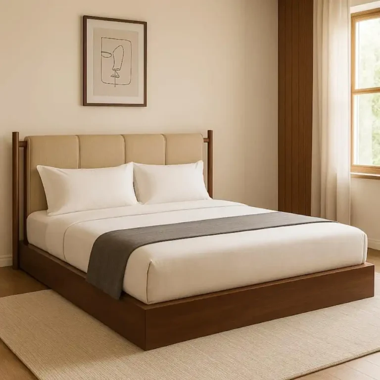king size platform bed with upholstered headboard