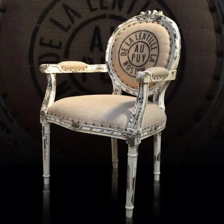 louis oval chair with burlap covered