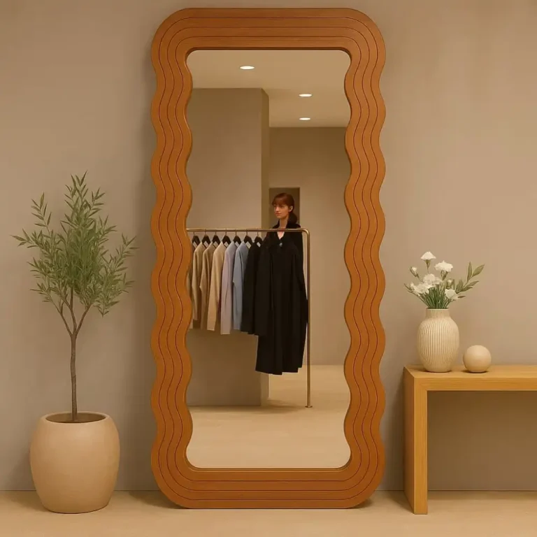 marbella wavy teak full length mirror