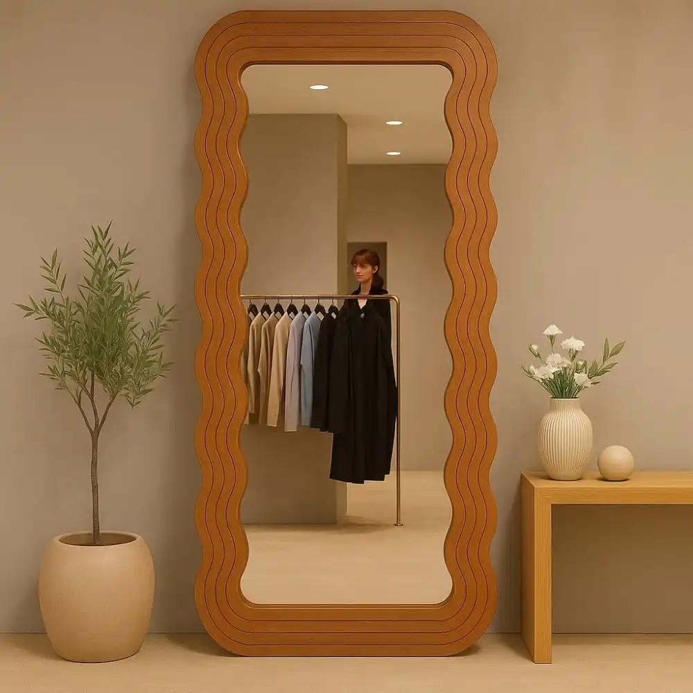Marbella Wavy Teak Full-length Mirror 1 Marbella Wavy Teak Full-length Mirror