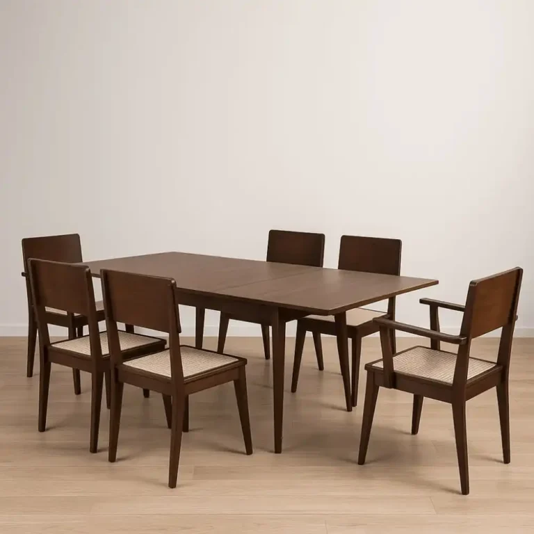 mid century modern dining table set 6 seater