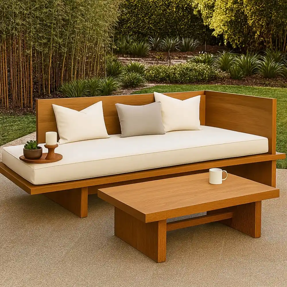 Minimalist Outdoor Teak Sofa