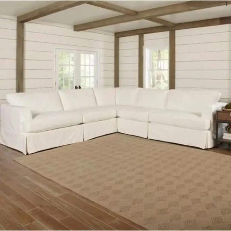 modern white slipcovered sectional sofa