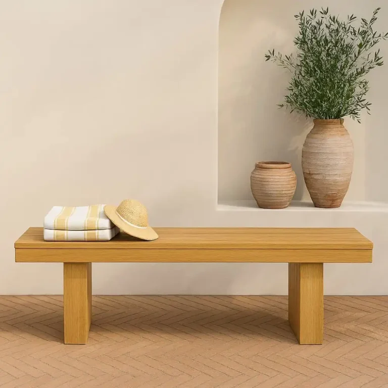 monaco minimalist teak bench