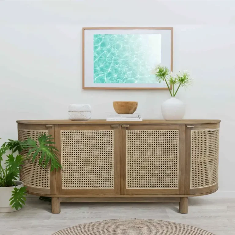 naumi sideboard in teak with rattan 200 cm