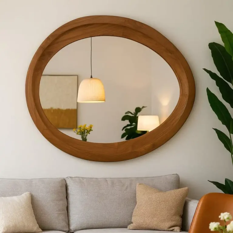 ovalo organic teak mirror
