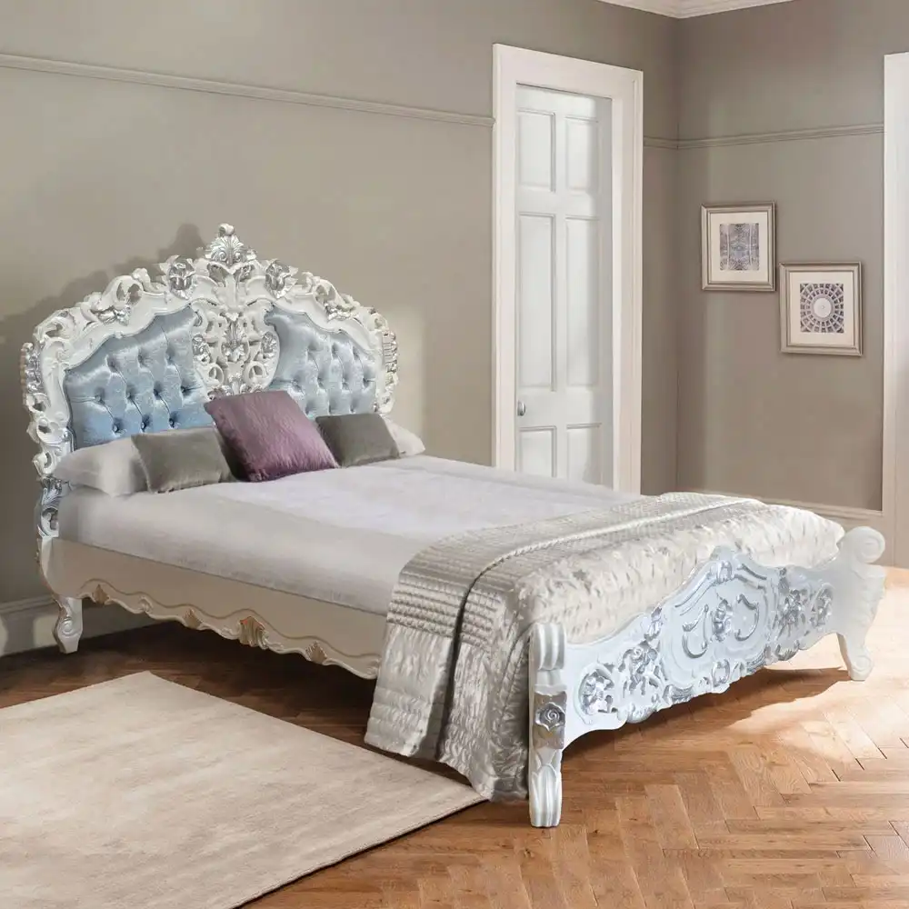 Queen Rococo Bed With Padded Headboard 154 X 204
