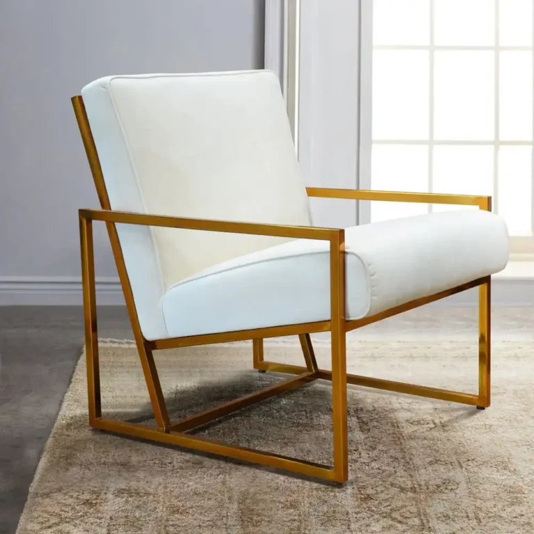 rf 15 low armchair cream velvet color with brass frame