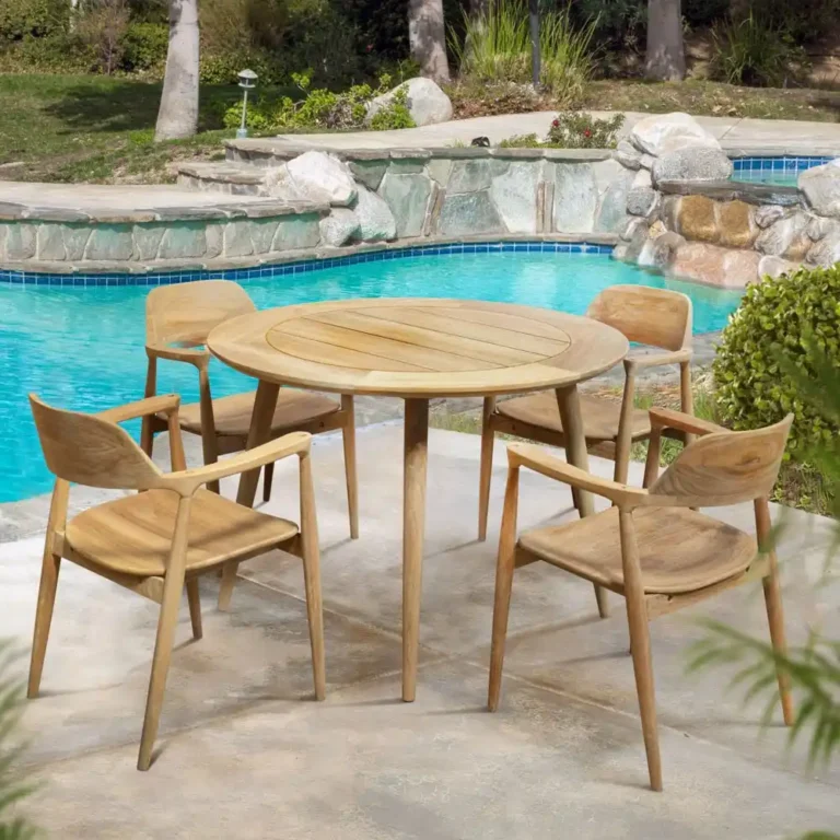 round table mid century slats top