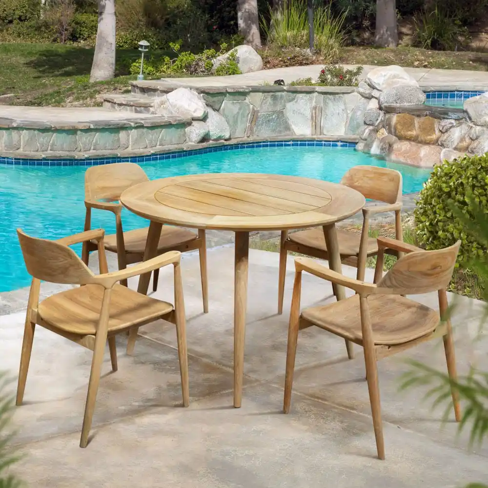 Round Table Mid Century Slats Top 1 Round Table Mid Century Slats Top