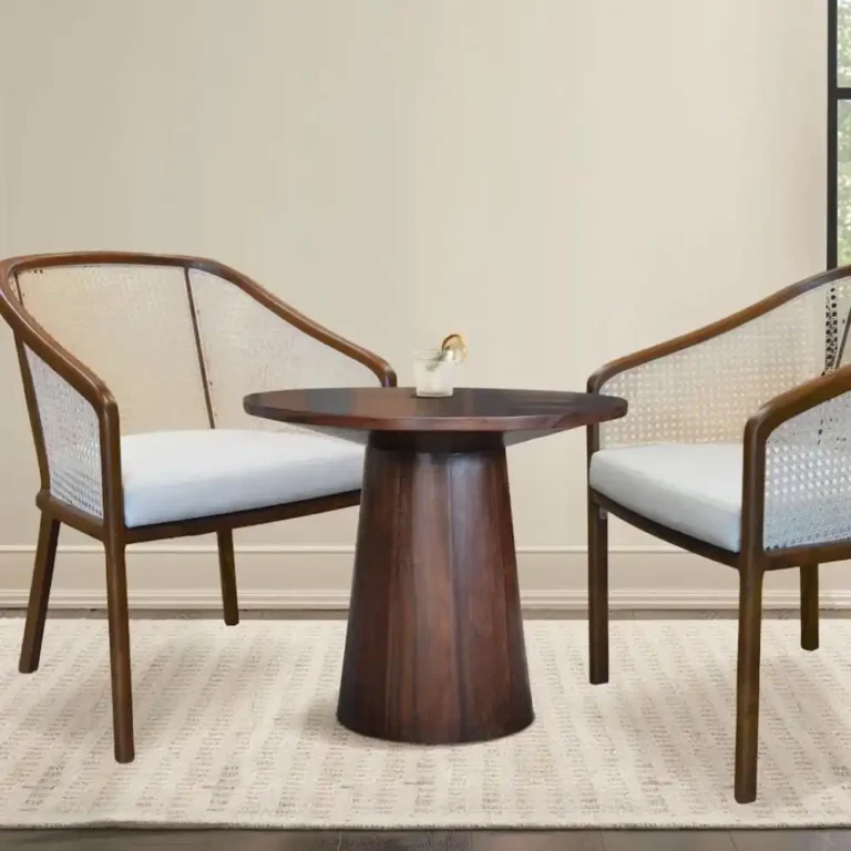 round teak pedestal table 70 cm
