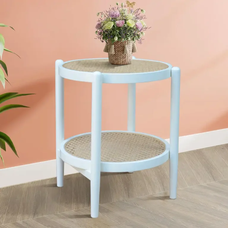side table junifer round tapper legs white color