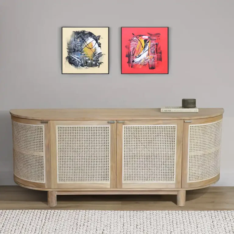 sideboard in teak with rattan high 79cm