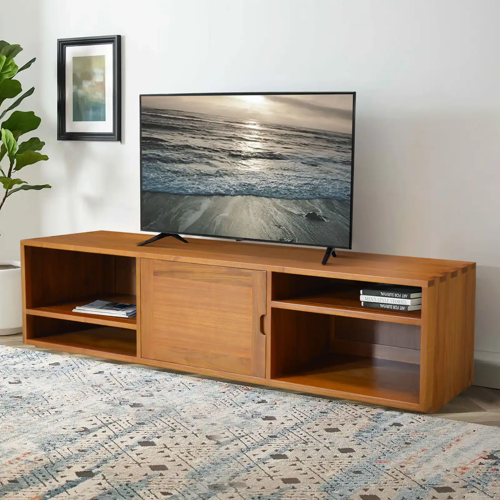 Solid Teak Low Sideboard / Tv Stand 1 Solid Teak Low Sideboard / Tv Stand