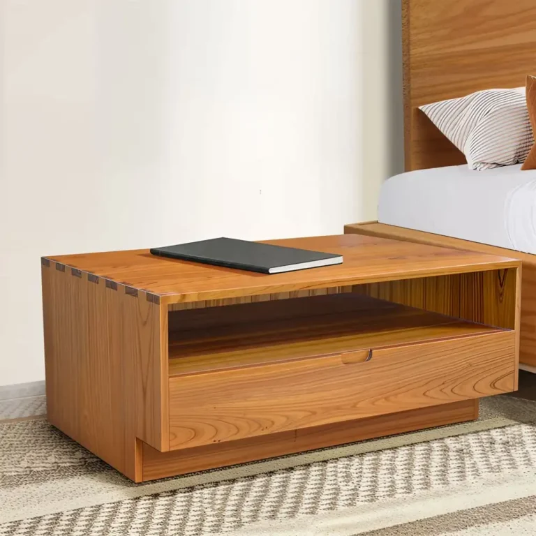 solid teak storage table bedside unit