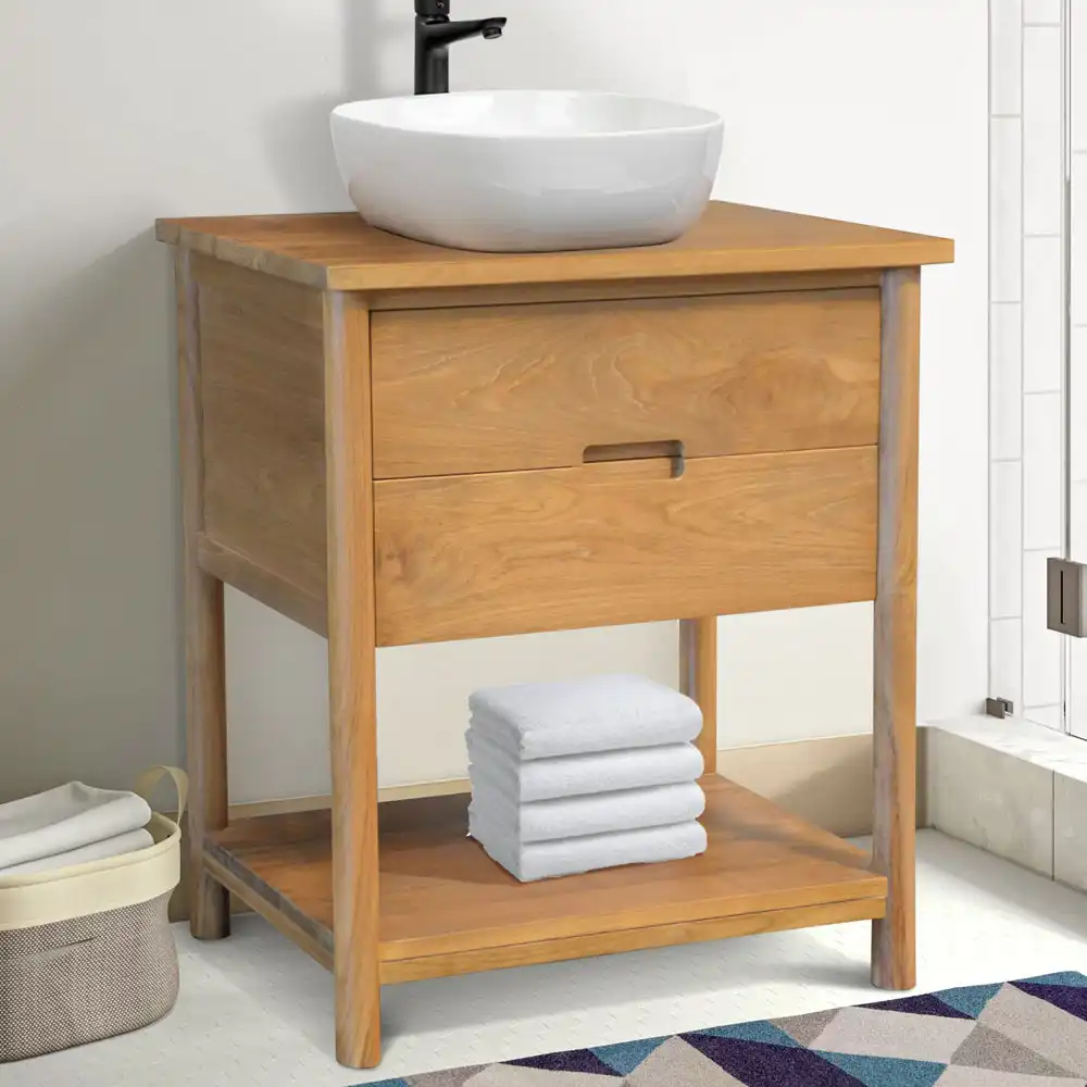 Solid Teak Vanity Cabinet – Single Sink Base